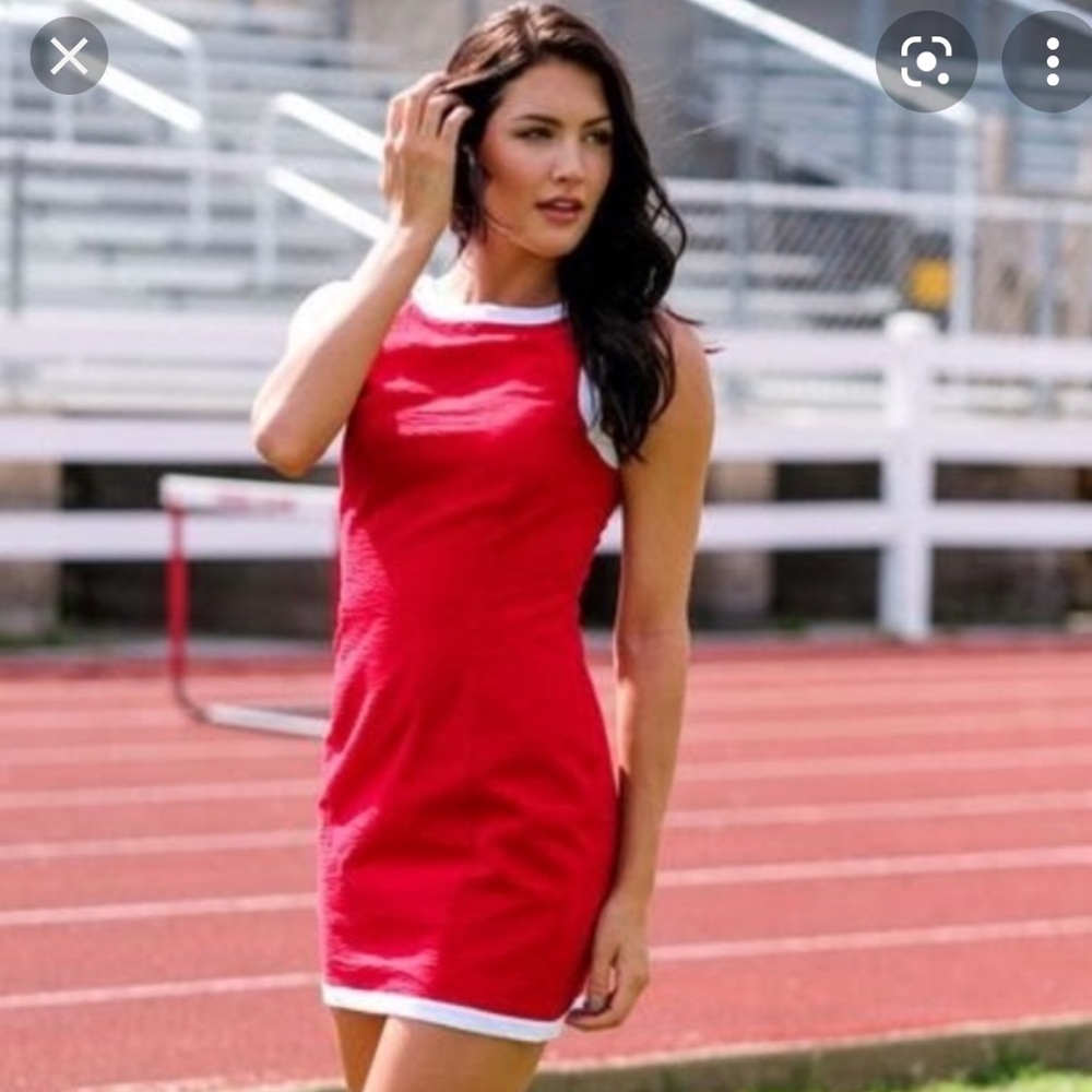 LAUREN JAMES red seersucker harper dress medium
